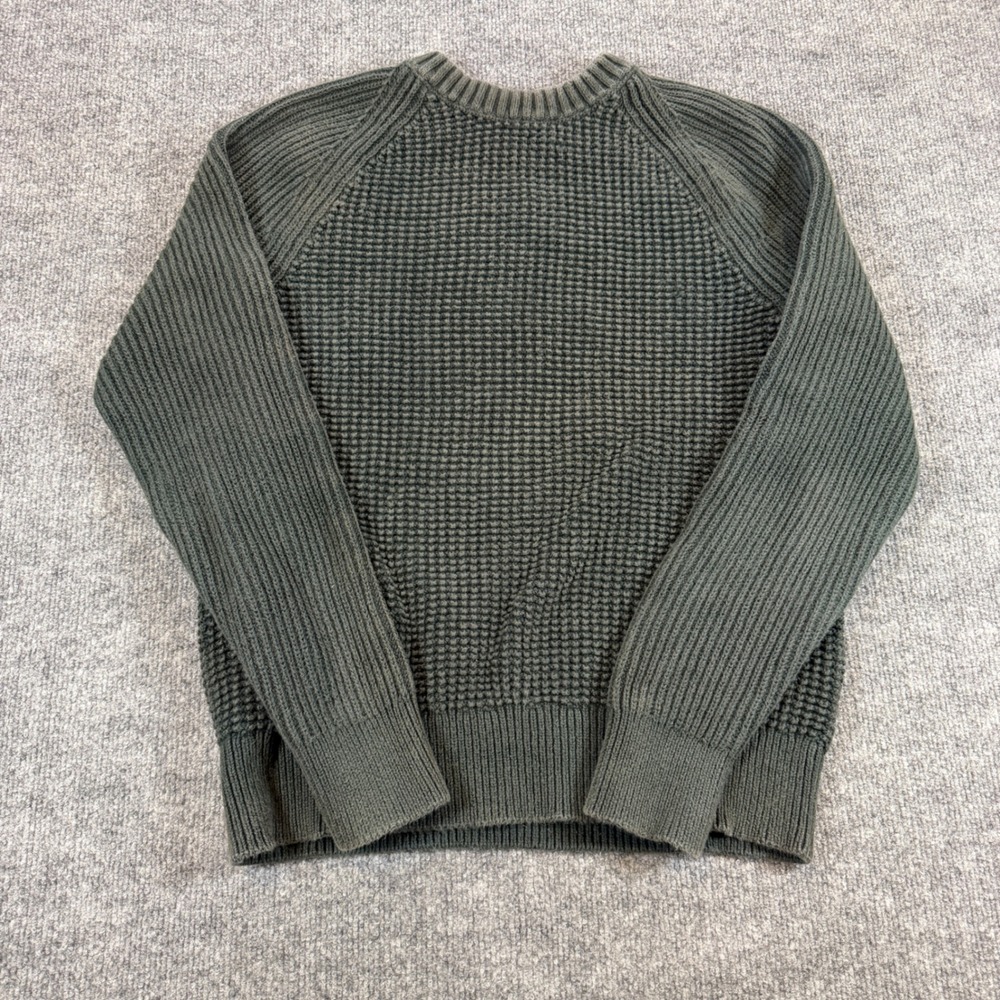 Banana Republic Waffle Knit 100% Cotton Olive Green Sweater Size M Heavyweight